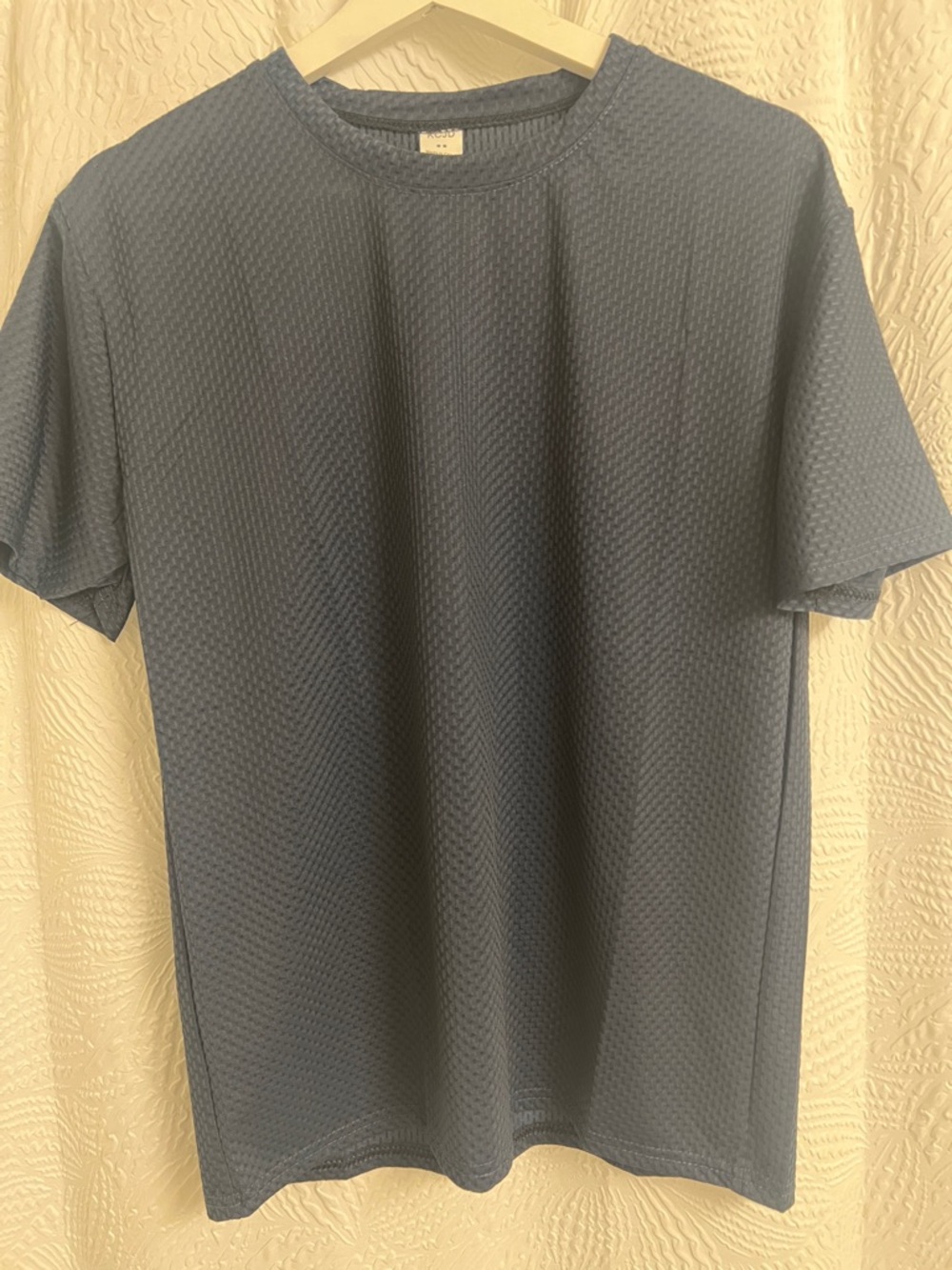 Men's Textured Crewneck Short-Sleeve Shirt - Slate Blue